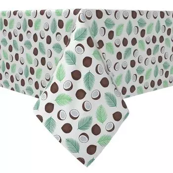 Прямоугольная скатерть, 100 % хлопок, 60х104 дюйма, кокосовые фрукты и пальмы.