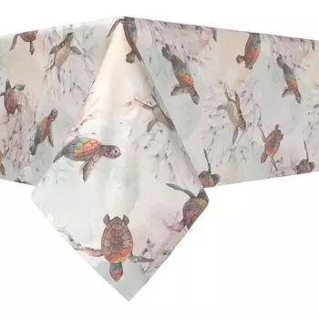 Прямоугольная скатерть, 100 % хлопок, 60х120 дюймов, акварель «Морская черепаха».