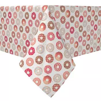 Прямоугольная скатерть, 100% хлопок, 60х120 дюймов, глазурованные розовые пончики