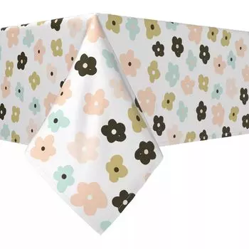 Прямоугольная скатерть, 100 % хлопок, 60х120 дюймов, мультяшные цветы