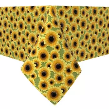 Прямоугольная скатерть, 100% хлопок, 60х84 дюйма, букет подсолнухов.