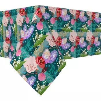 Прямоугольная скатерть, 100 % хлопок, 60х84 дюйма, цветочный 89