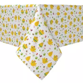 Прямоугольная скатерть, 100 % хлопок, 60х84 дюйма, «Танцующие цыплята».