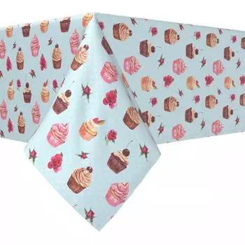 Прямоугольная скатерть, 100 % хлопок, 60x104 дюйма, винтажные кексы и горошки