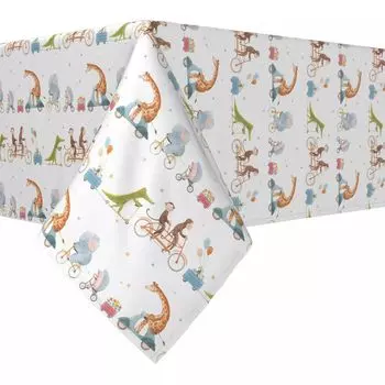 Прямоугольная скатерть, 100 % хлопок, 60x104 дюйма, дизайн Animals on Bikes Design.