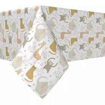 Прямоугольная скатерть, 100 % хлопок, 60x104 дюйма с рисунком животных джунглей
