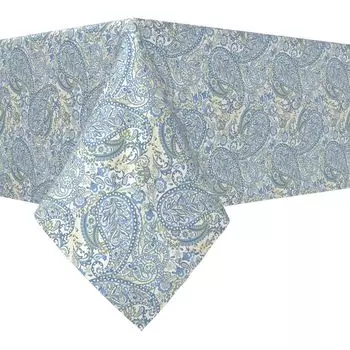Прямоугольная скатерть, 100% хлопок, 60x104 дюйма, синий пейсли