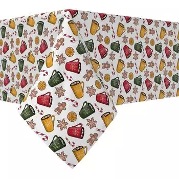 Прямоугольная скатерть, 100% хлопок, 60x120 дюймов, горячее какао и печенье.