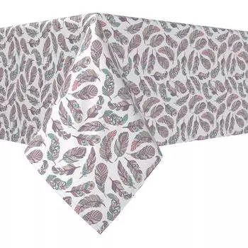 Прямоугольная скатерть, 100 % хлопок, 60x120 дюймов, с узором из перьев.
