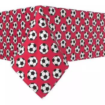 Прямоугольная скатерть, 100 % хлопок, 60x120 дюймов, красные футбольные мячи.