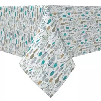 Прямоугольная скатерть, 100 % хлопок, 60x120 дюймов, «Птицы и ловцы снов».