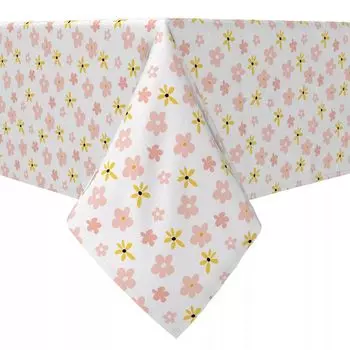 Прямоугольная скатерть, 100 % хлопок, 60x120 дюймов, цветы с мультяшным рисунком.