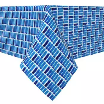 Прямоугольная скатерть, 100 % хлопок, 60x120 дюймов, синяя абстрактная акварель.