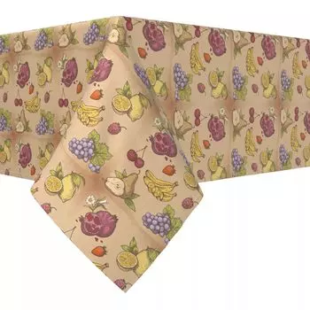 Прямоугольная скатерть, 100 % хлопок, 60x120 дюймов, грозди фруктов.