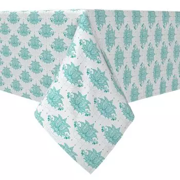Прямоугольная скатерть, 100% хлопок, бирюзовый цветок лотоса