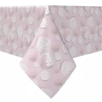 Прямоугольная скатерть, 100 % хлопок, иллюстрированные румяные розы.