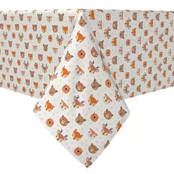 Прямоугольная скатерть, 100 % хлопок, морды лесных животных