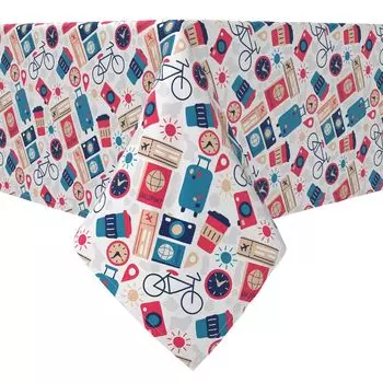 Прямоугольная скатерть, 100% хлопок, туристические путешествия