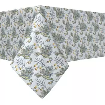 Прямоугольная скатерть, 100 % полиэстер, 60x104 дюйма, Holiday Birds and Bells.