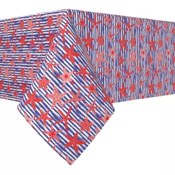 Прямоугольная скатерть, 100 % полиэстер, 60x104 дюйма, полоска в виде морской звезды.