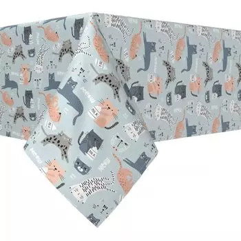 Прямоугольная скатерть, 100% полиэстер, 60x104 дюйма, фон с кошками