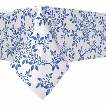 Прямоугольная скатерть, 100 % полиэстер, 60x104 дюйма, Swirly Blue Vines.