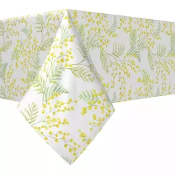 Прямоугольная скатерть, 100% полиэстер, 60x120 дюймов, цветы мимозы.