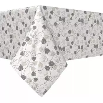 Прямоугольная скатерть, 100% полиэстер, 60x120 дюймов, абстрактные листья с контуром.
