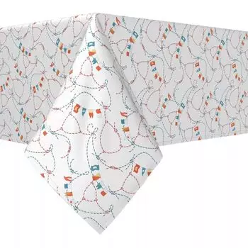 Прямоугольная скатерть, 100 % полиэстер, 60x120 дюймов, веревочный узел и флажки для морских обитателей.