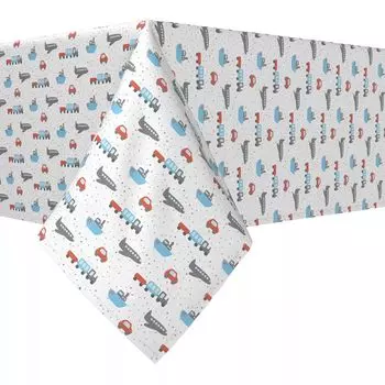Прямоугольная скатерть, 100 % полиэстер, 60x120 дюймов, разноцветные поезда, самолеты, автомобили и лодки.