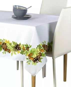 Прямоугольная скатерть, 100% полиэстер, 60x120 дюймов, гирлянда из листьев сосновых шишек