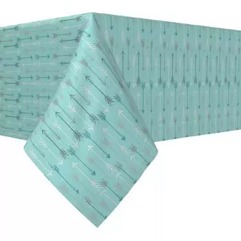 Прямоугольная скатерть, 100% полиэстер, 60x120 дюймов, стрелки на бирюзовом фоне.