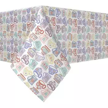 Прямоугольная скатерть, 100% полиэстер, 60x84 дюйма, кружки с абстрактным рисунком.
