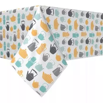 Прямоугольная скатерть, 100% полиэстер, 60x84 дюйма, винтажные чайники