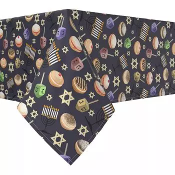 Прямоугольная скатерть, 100% полиэстер, 60x84 дюйма Dreidel Delightfulness
