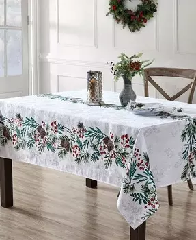 Прямоугольная скатерть Holly Berry Flourish Holiday из ткани, 84 x 60 дюймов Elrene, мультиколор