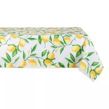 Прямоугольная скатерть с принтом нарцисса, желтого и зеленого лимонного блаженства, 84 дюйма