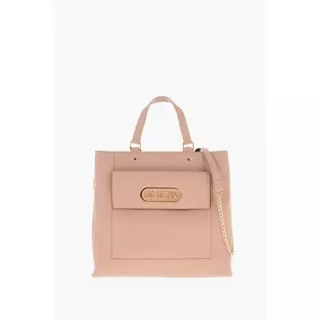 Прямоугольная сумка LOVE из искусственной кожи с большим накладным карманом Moschino, бежевый