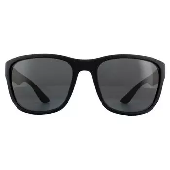 Прямоугольные черные резиновые серые солнцезащитные очки Prada Sport, черный