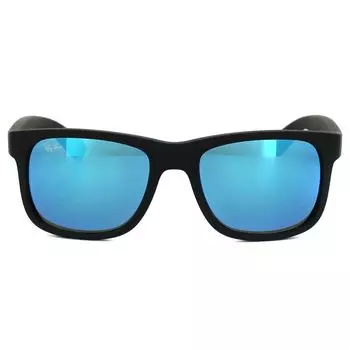 Прямоугольные черные синие зеркальные солнцезащитные очки Ray-Ban, черный