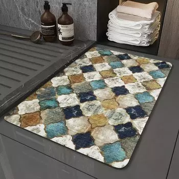 Прямоугольные коврики для ванной с богемным узором. Коврики для ванной с узором в этническом стиле. Впитывающие нескользящие коврики для ванной комнаты, размер: 50x80 см, стиль 6 DQQ, мультиколор