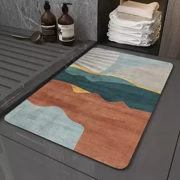 Прямоугольные коврики для ванной с богемным узором. Коврики для ванной с узором в этническом стиле. Впитывающие нескользящие коврики для ванной комнаты, размер: 50x80 см, стиль 10 DQQ, мультиколор