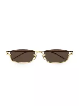 Прямоугольные металлические солнцезащитные очки GG Upside Down 55 мм Gucci, коричневый