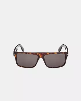 Прямоугольные мужские солнцезащитные очки из ацетата цвета гавана Tom Ford, коричневый