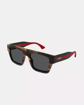 Прямоугольные мужские солнцезащитные очки из переработанного ацетата Gucci, коричневый