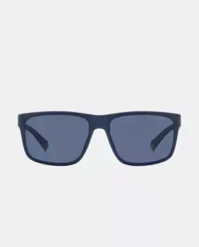 Прямоугольные мужские солнцезащитные очки синего цвета с поляризационными линзами Polaroid