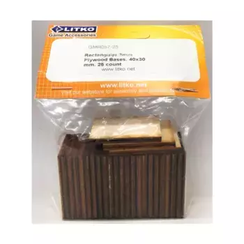 Прямоугольные основы - 40x30 мм (25), Miniature Bases - Wood - 3mm Thick (Litko Aerosystems)