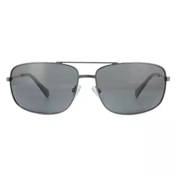 Прямоугольные поляризованные солнцезащитные очки темно-рутениево-серого цвета Polaroid, серый