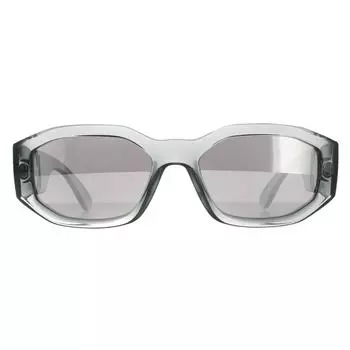 Прямоугольные прозрачные серые светло-серые серебристые зеркальные солнцезащитные очки VE4361 Versace, серый