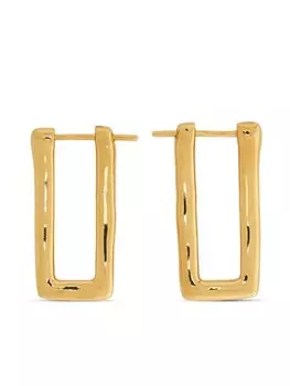 Прямоугольные серьги-кольца Jil Sander, золотой